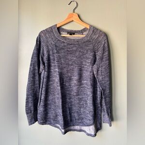 EUC - J.Crew Blue Heather Linen Cotton Lightweight Crew Sweater